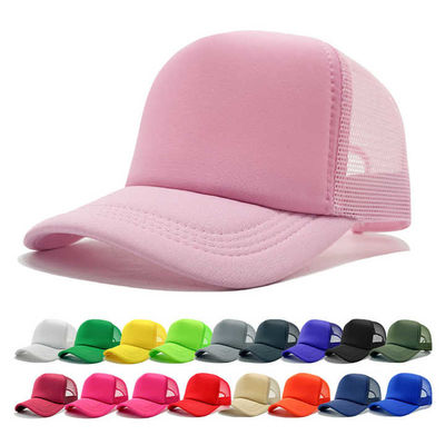 Impression professionnelle sur mesure de broderie Logo Mesh en gros Plain 5 Panel Trucker Cap Premium mousse Trucker Chapeau