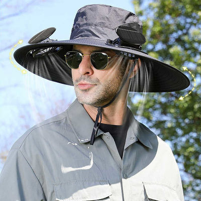 2025 Protection UV Travail d'été en plein air Chapeau de protection solaire Chapeau de ventilateur solaire Avec deux ventilateurs solaires