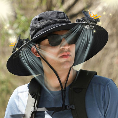 2025 Protection UV Travail d'été en plein air Chapeau de protection solaire Chapeau de ventilateur solaire Avec deux ventilateurs solaires