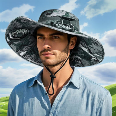 Vente à chaud étanche Camping Pêche Panneau solaire Chapeaux de refroidissement Chapeau de ventilateur solaire
