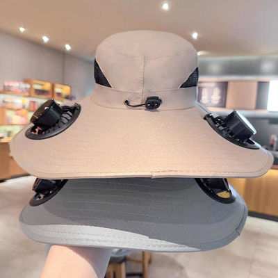 Chapeau de pêcheur en denim d'été pour hommes avec protection UV à double usage, ventilateur à charge solaire et USB