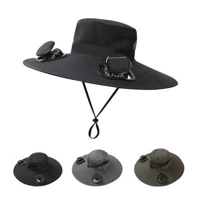 Chapeau de pêcheur en denim d'été pour hommes avec protection UV à double usage, ventilateur à charge solaire et USB