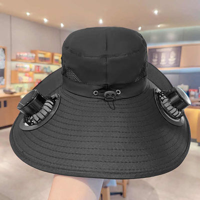 Chapeau de pêcheur en denim d'été pour hommes avec protection UV à double usage, ventilateur à charge solaire et USB