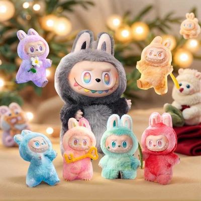 POP MART LABUBU V2 Ayez un ensemble de macarons en PVC série de visages en vinyle battement de cœur à la mode figure de jouet en peluche boîte à voile